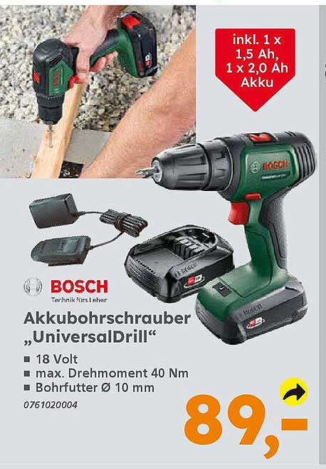 Akku-Bohrschrauber „UniversalDrill“