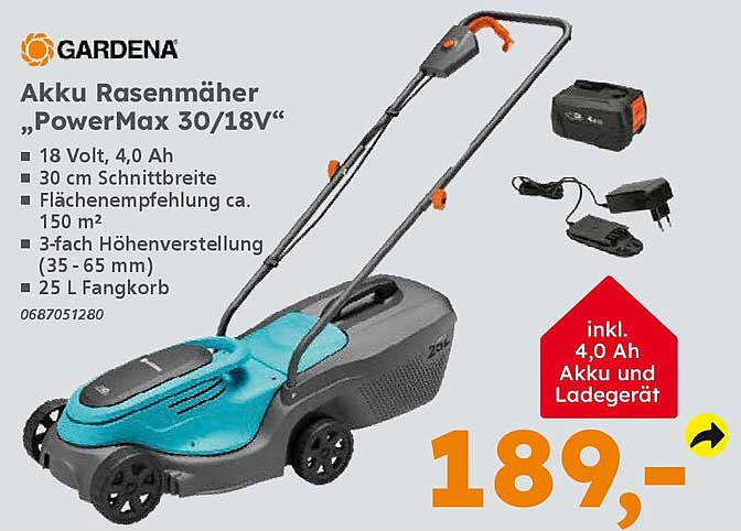 Akku Rasenmäher „PowerMax 30/18V“