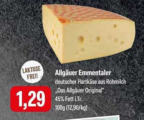 Allgäuer Emmentaler - Laktosefreier Hartkäse aus Rohmilch