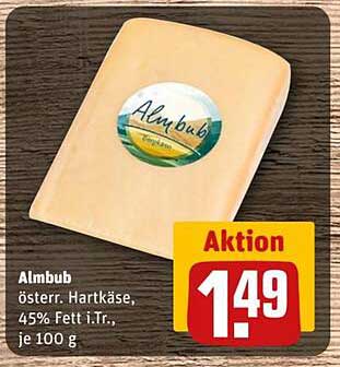 Almbub - Österreichischer Hartkäse, 45% Fett i.Tr., je 100 g