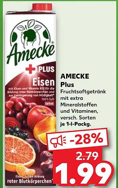 AMECKE Plus Fruchtsaftgetränk mit Eisen und Vitaminen – 1l