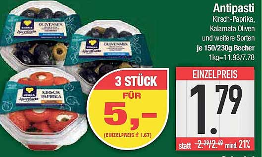 Antipasti Kirsch-Paprika, Kalamata Oliven und weitere Sorten