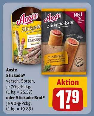 Aoste Stickado und Stickado-Brot, verschiedene Sorten