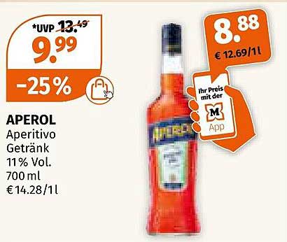 APEROL Aperitivo Getränk 11% Vol. 700 ml