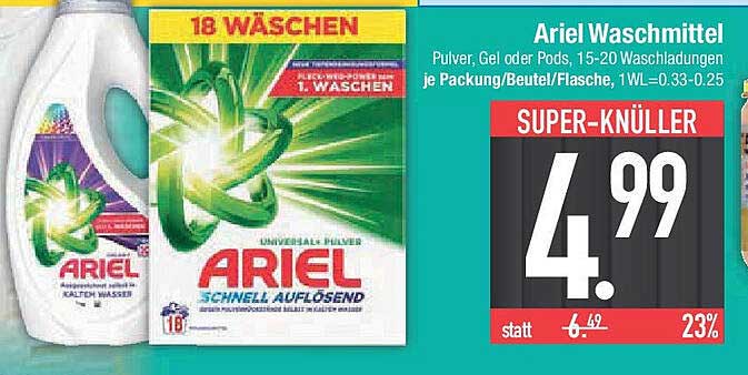 Ariel Waschmittel – Pulver, Gel oder Pods, 15-20 Waschladungen