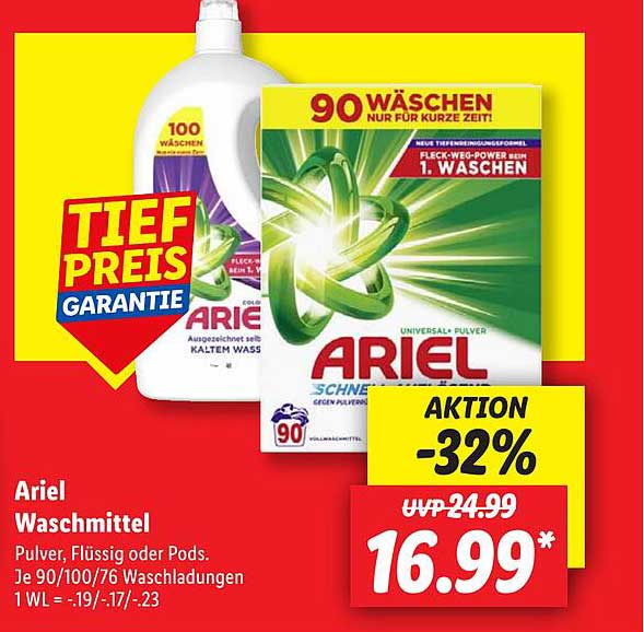Ariel Waschmittel - Universelles Pulver für strahlende Reinheit