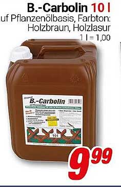 B.-Carbolin 10 l auf Pflanzenölbasis, Farbton: Holzbraun, Holzlasur