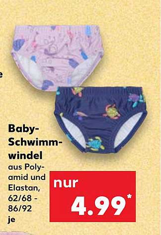 Baby-Schwimmwindel aus Polyamid und Elastan, 62/68 - 86/92 je
