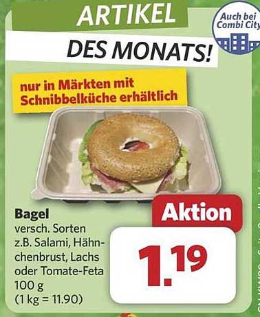 Bagel - verschiedene Sorten, z.B. Salami, Hähnchenbrust, Lachs oder Tomate-Feta