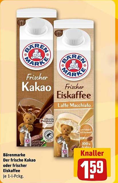 Bärenmarke Frischer Kakao oder Frischer Eiskaffee (1 l)