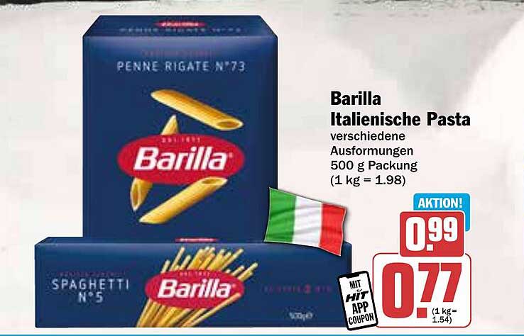 Barilla Italienische Pasta - 500 g Packung, verschiedene Ausformungen