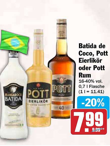 Batida de Coco, Pott Eierlikör oder Pott Rum