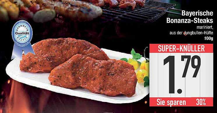 Bayerische Bonanza-Steaks, mariniert, aus der jungen Hüfte
