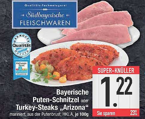 Bayerische Putenschnitzel oder Turkey-Steaks 'Arizona'