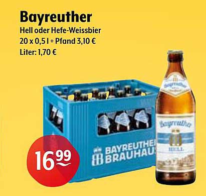 Bayreuther Hell oder Hefe-Weissbier - 20 x 0,5 l