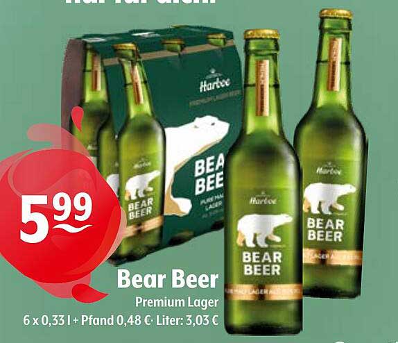 Bear Beer Premium Lager 6 x 0,33 L