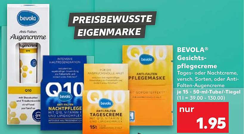 BEVOLA Gesichts-pflegecreme Tages- oder Nachtcreme, verschiedene Sorten oder Anti-Falten-Augencreme