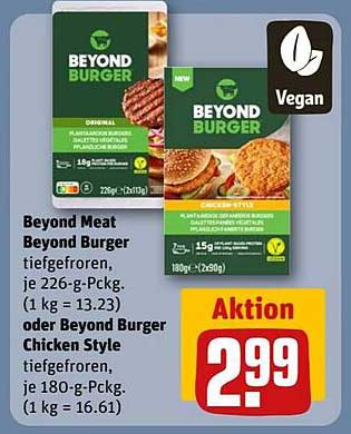 Beyond Meat Beyond Burger - Tiefgefroren, 226 g Packung oder Beyond Burger Chicken Style - Tiefgefroren, 180 g Packung