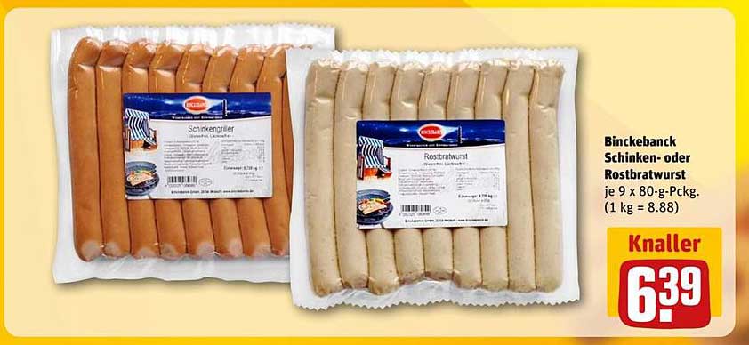 Bincke­banck Schinken- oder Rostbratwurst je 9 x 80-g-Pckg.