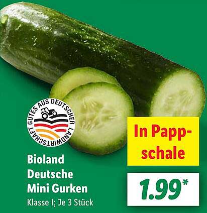 Bioland Deutsche Mini Gurken - Klasse I; Je 3 Stück