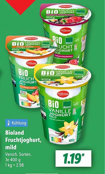 Bioland Fruchtjoghurt, mild - verschiedene Sorten, 400 g