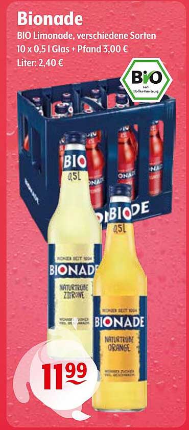 Bionade BIO Limonade, verschiedene Sorten - 10 x 0,5 l