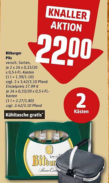 Bitburger Pils Aktion - 2 Kästen für nur 22,00 €