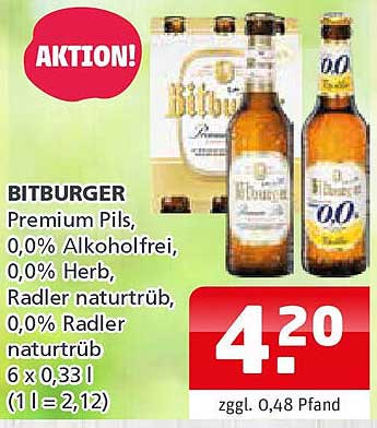 BITBURGER Premium Pils 0,0% Alkoholfrei 6 x 0,33 l