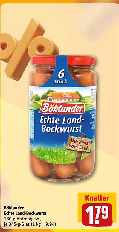 BÖKLUNDER Echte Land-Bockwurst im Glas - 6 Stück