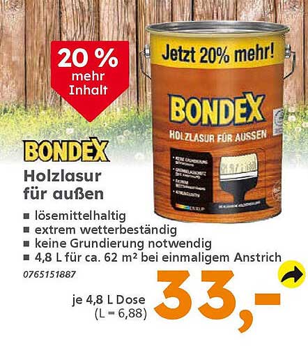 BONDEX Holzlasur für außen - 20% mehr Inhalt!