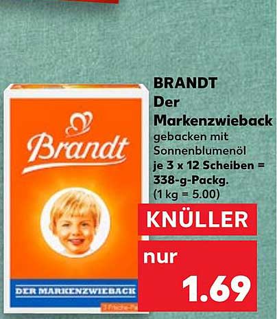 BRANDT Der Markenzwieback gebacken mit Sonnenblumenöl