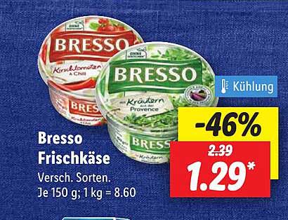 Bresso Frischkäse - Verschiedene Sorten