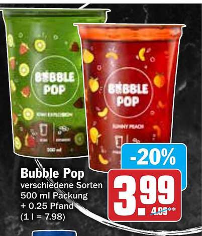 Bubble Pop - Verschiedene Sorten 500 ml Packung