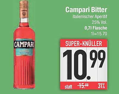 Campari Bitter italienischer Aperitif 25% Vol. 0,7L