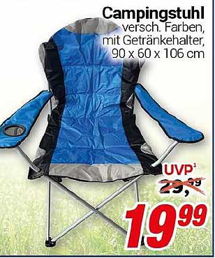 Campingstuhl – versch. Farben, mit Getränkehalter, 90 x 60 x 106 cm