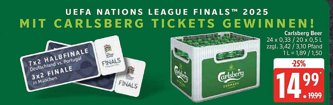 Carlsberg Bier – 24 x 0,33 l oder 20 x 0,5 l Kasten