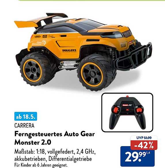Carrera Ferngesteuertes Auto Gear Monster 2.0