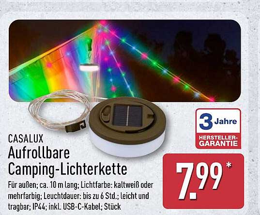 CASALUX Aufrollbare Camping-Lichterkette