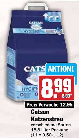 Catsan Katzenstreu verschiedene Sorten 18-8 Liter Packung