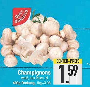 Champignons weiß, aus Polen, K. I - 400g Packung