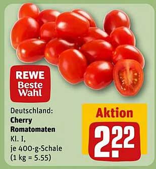 Cherry Tomaten Kl. I, je 400-g-Schale (1 kg = 5,55 €)