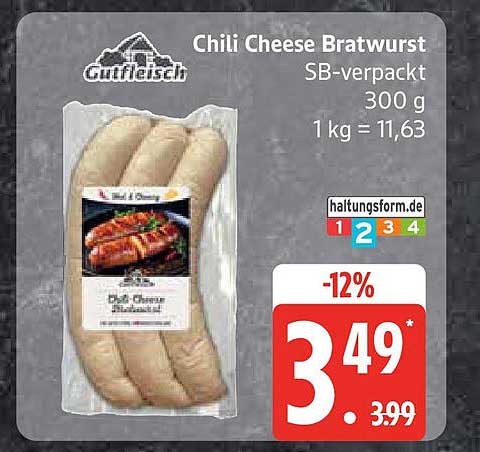 Chili Cheese Bratwurst SB-verpackt 300 g