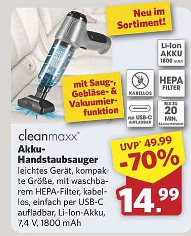 cleanmaxx Akku-Handstaubsauger