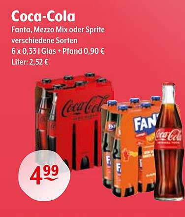 Coca-Cola, Fanta, Mezzo Mix oder Sprite - 6 x 0,33 l