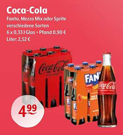 Coca-Cola, Fanta, Mezzo Mix oder Sprite – verschiedene Sorten 6 x 0,33 l