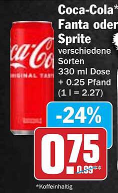 Coca-Cola*, Fanta oder Sprite – verschiedene Sorten 330 ml Dose + 0.25 Pfand