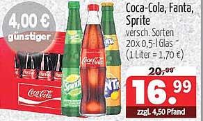 Coca-Cola, Fanta, Sprite 20x0,5l