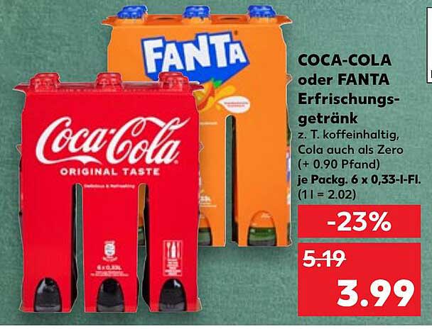 COCA-COLA oder FANTA Erfrischungsgetränk