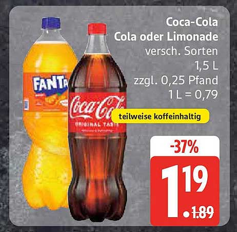 Coca-Cola oder Limonade 1,5 L - Erfrischende Vielfalt vom Marktkauf