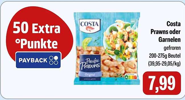 Costa Prawns oder Garnelen gefroren 200-275g Beutel